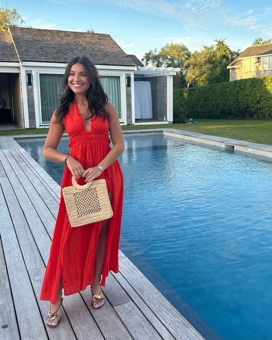 Red Backless Halter Maxi Dress - Image 2