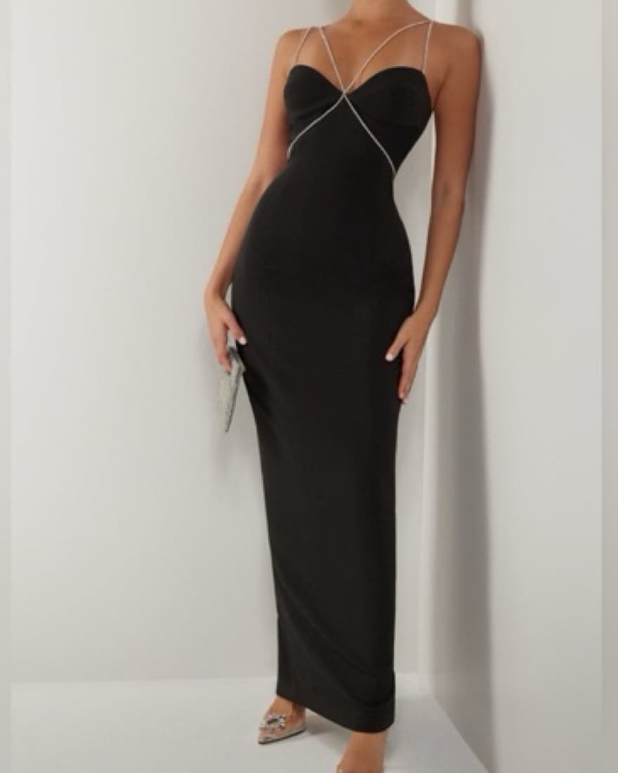 Heiress Black Rhinestone Dress - Image 1