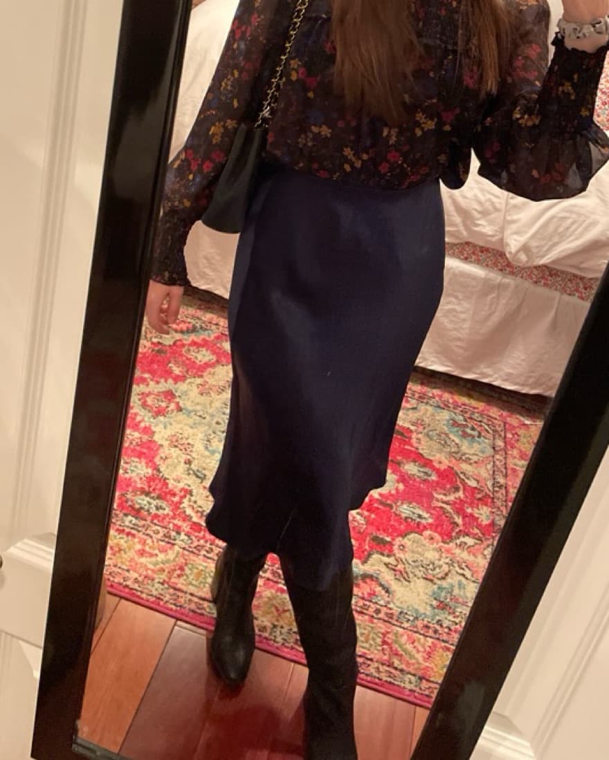 Aritzia Navy Slip Silk Skirt - Image 3