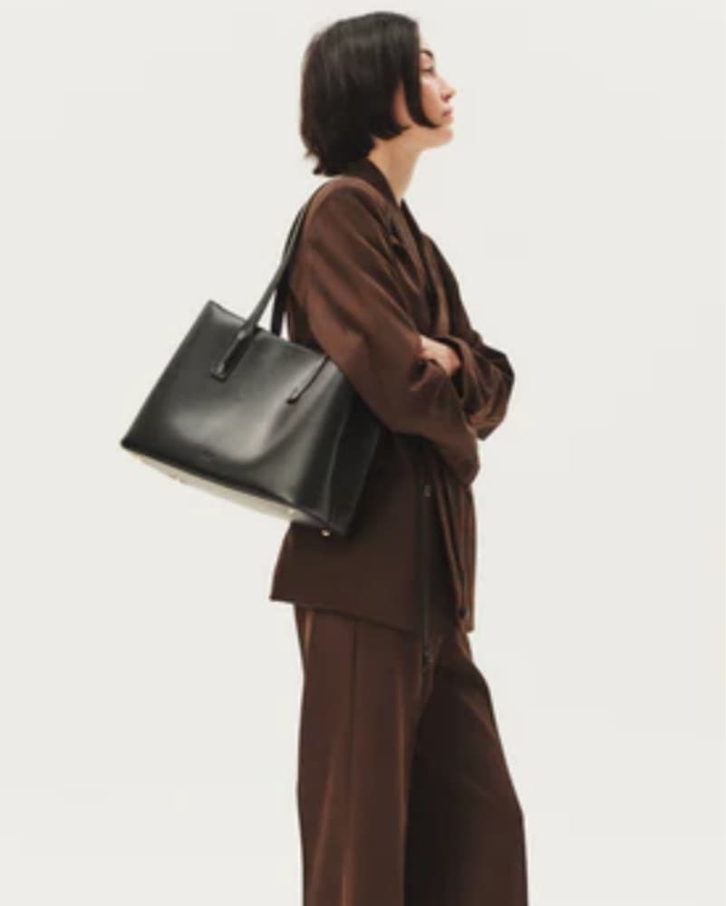 Freja Black Leather Tote Bag  - Image 1