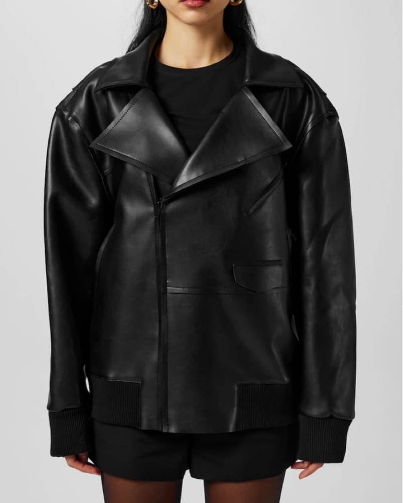 NORMA KAMALI Oversized Moto Jacket in Bl - Image 1