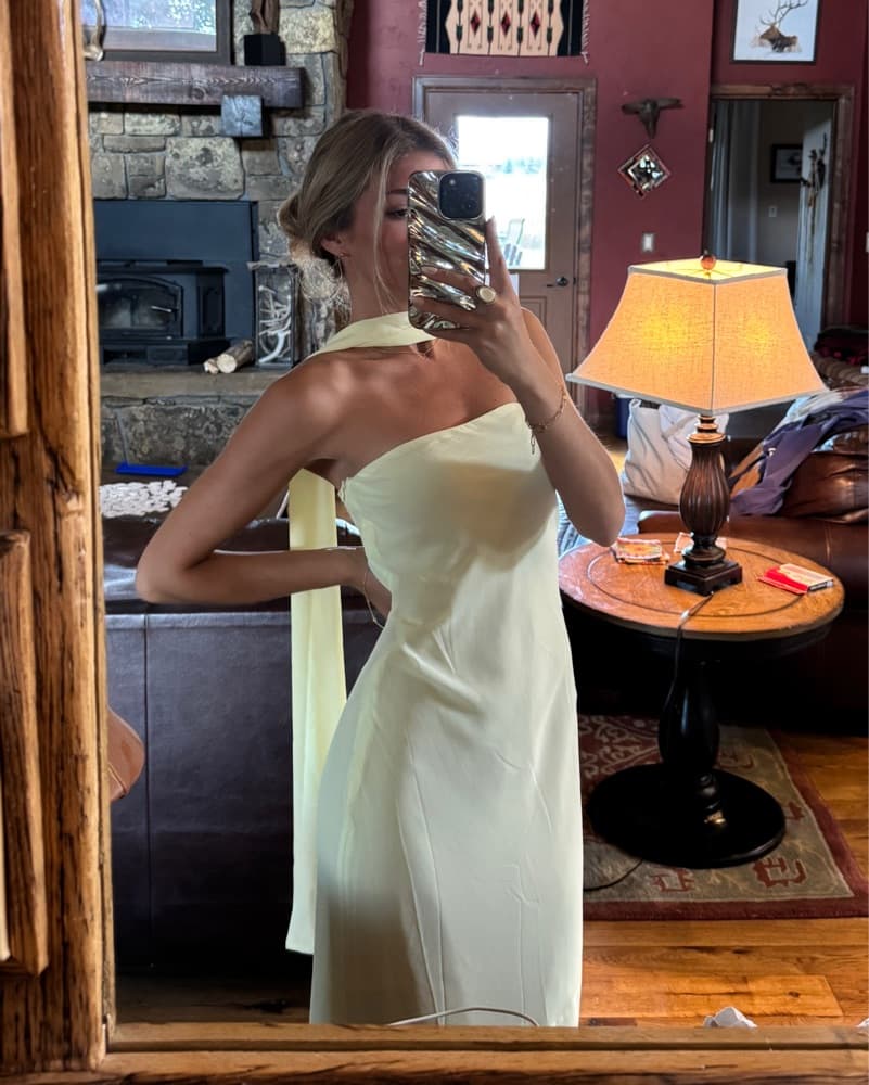 Yellow Strapless Dress W Scarf - Image 2