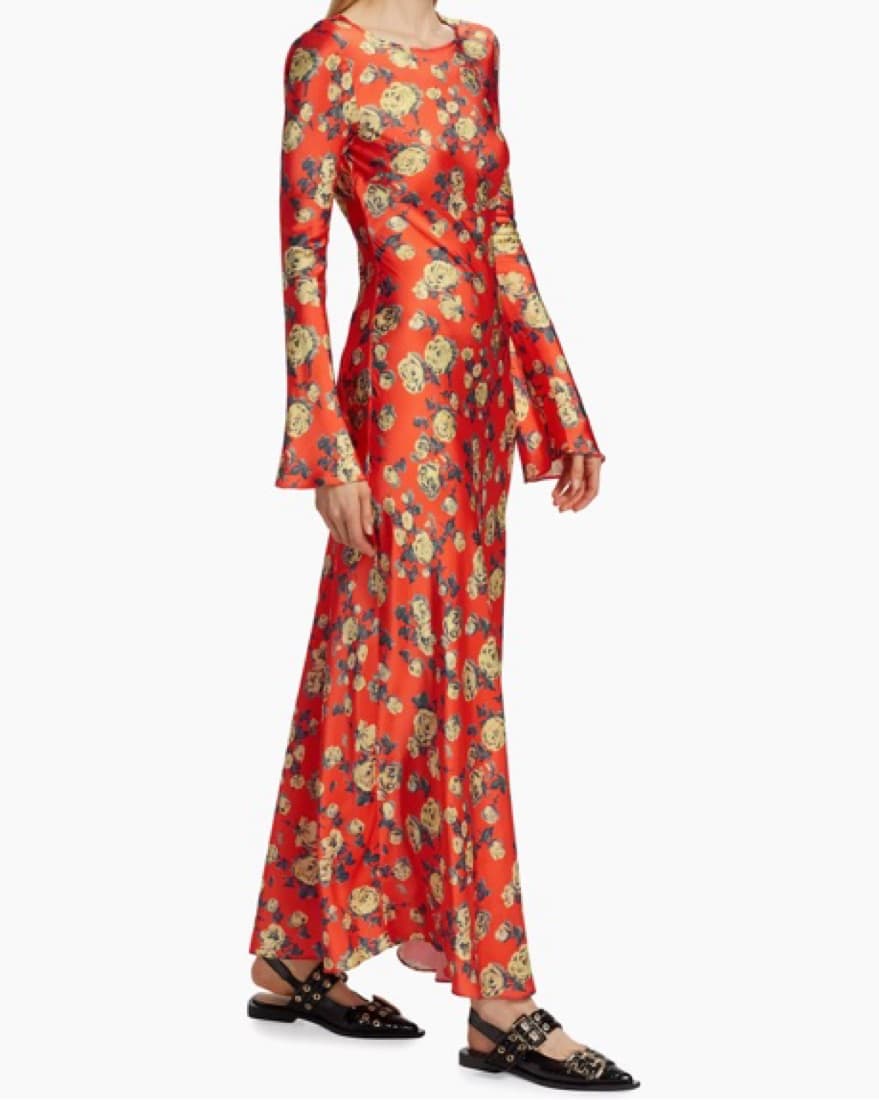 GANNI Poinciana Long Sleeve Maxi Dress - Image 3