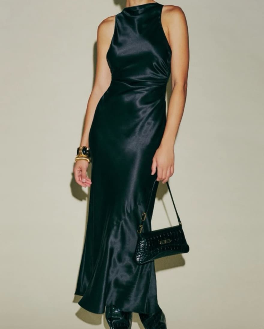 Black Reformation Casette Silk Dress - Image 1