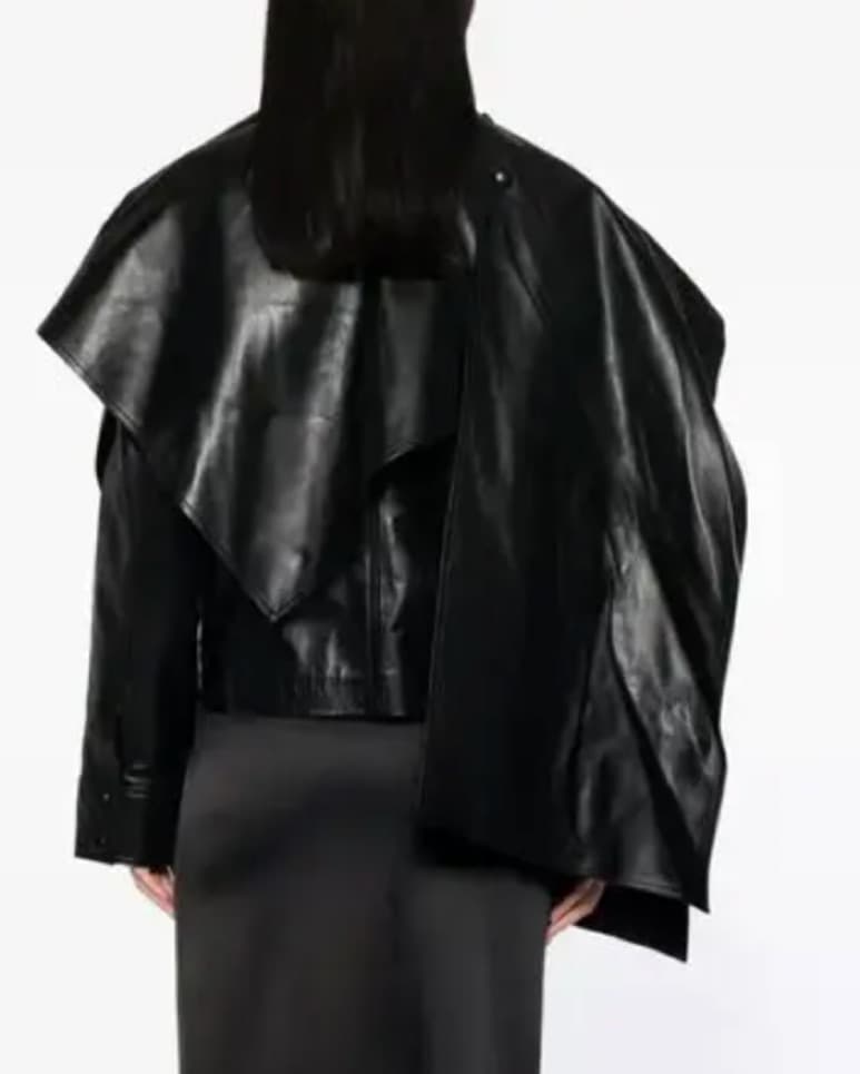 Naomi Leather Jacket In Tan/Brown - Image 2