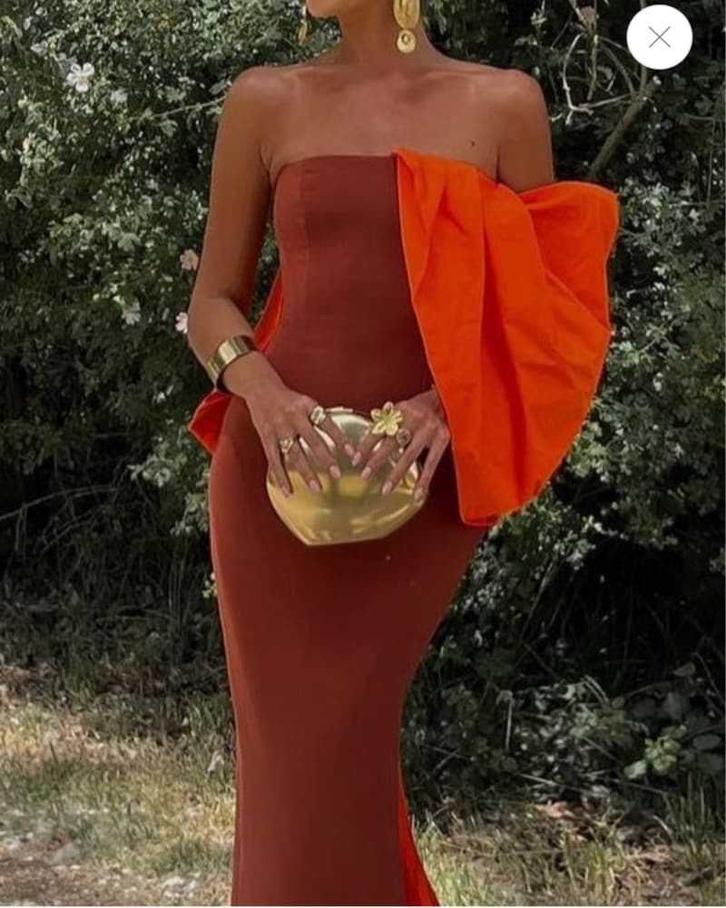 Rust & Orange Unique Wedding Guest Gown - Image 1