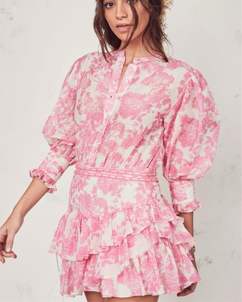 Love Shack Fancy Lorelei Pink Mini Dress - Image 1
