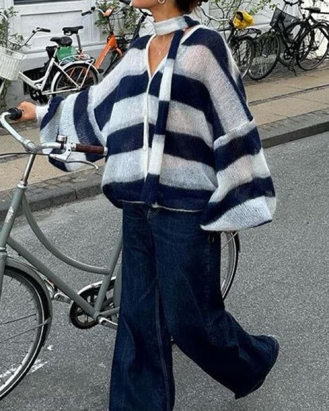 Striped scarf cardigan - Image 4