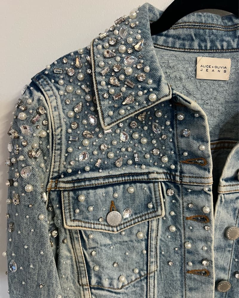 Dazzling Denim Jacket with Sparkling Embellishments - Image 3