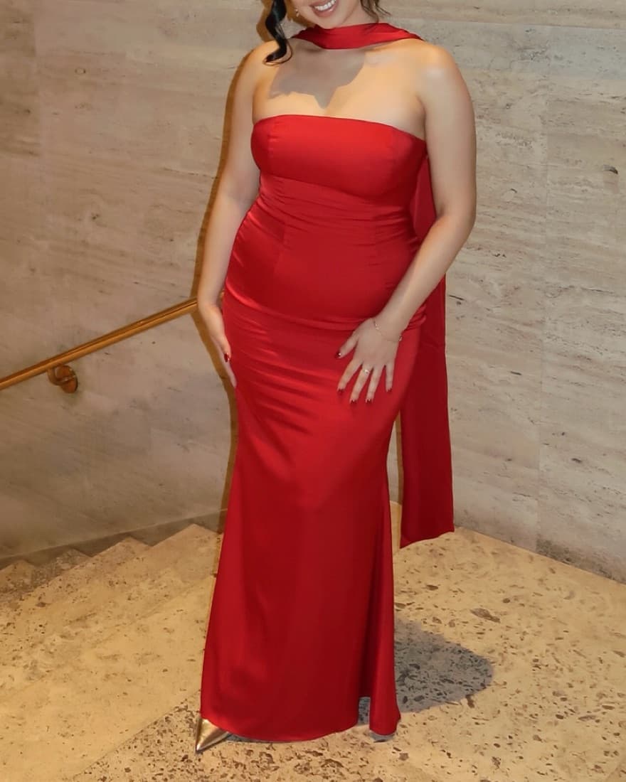 Oh Polly Mandi Red Dress With Scarf - Image 2