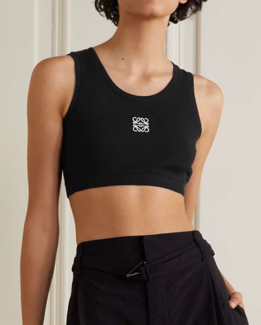 Loewe Anagram Cropped Black Tank Top - Image 1