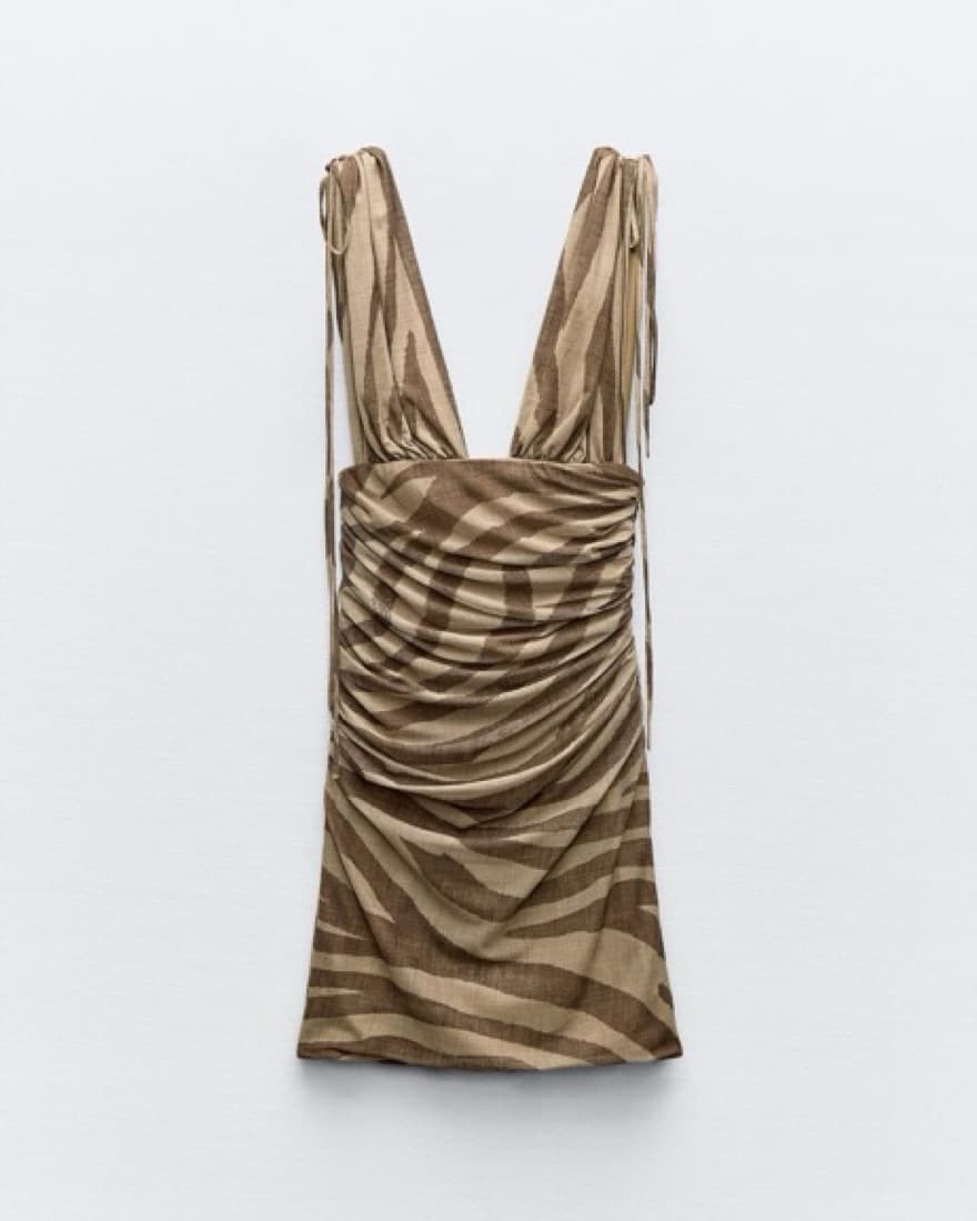 Zara Printed Tulle Dress Size Small - Image 2