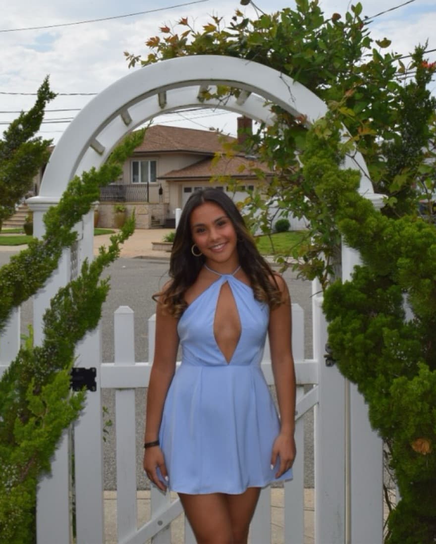 Light Blueish Mini Cocktail Dress - Image 1