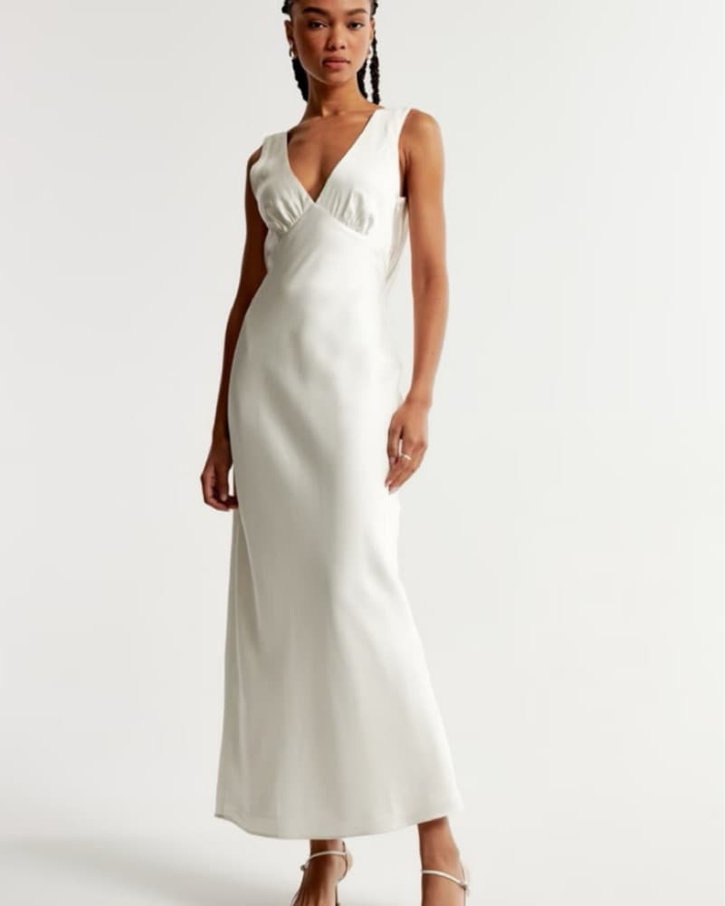 Abercrombie Plunge Cowl Back Satin Dress - Image 1
