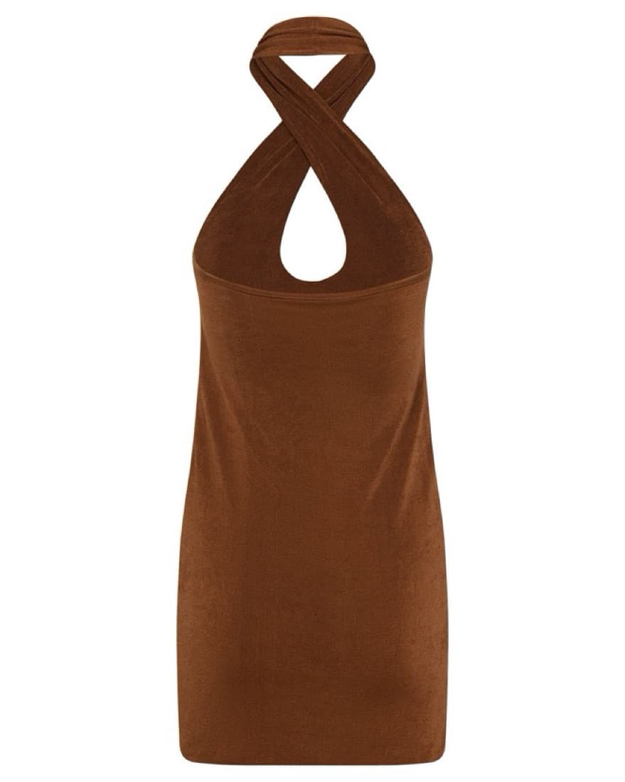 With Jean Lena Halter Mini Dress | Brown - Image 3