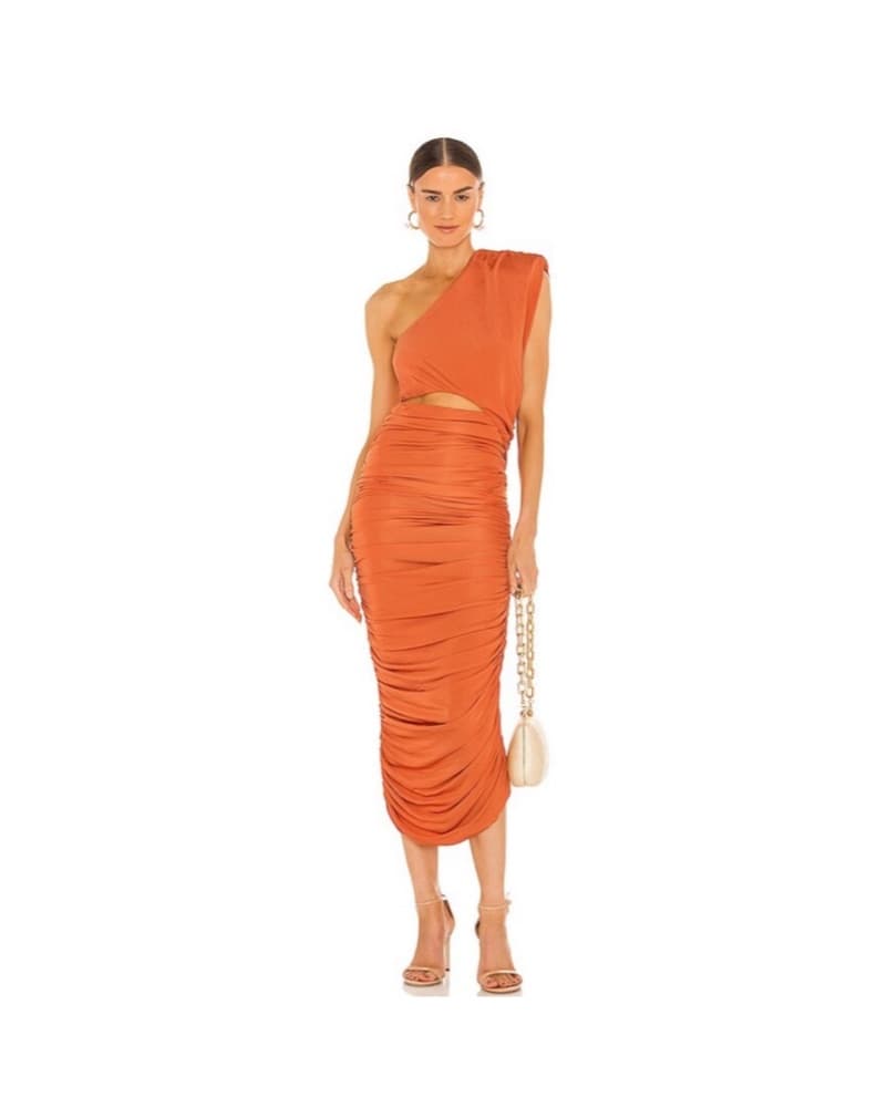 Ronny Kobo Burn Orange Ruched Dress  - Image 1