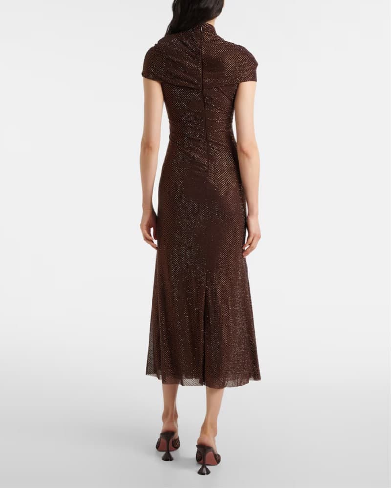 Brown Rhinestone Self Portrait Dress - Image 3