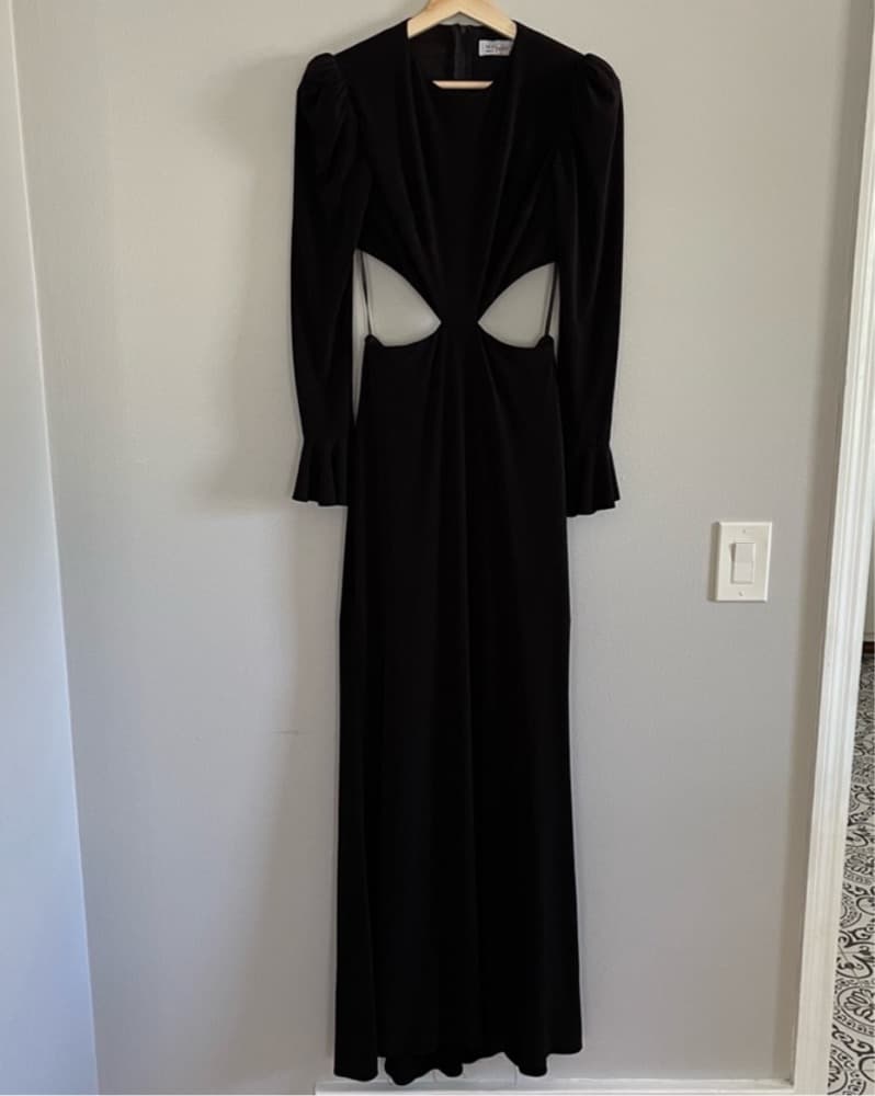 Mac Duggal Long Sleeve Black Gown  - Image 4
