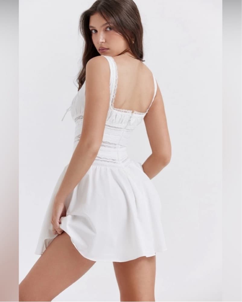 HOUSE OF CB 'Tiffani' White Lace Trim Mi - Image 2