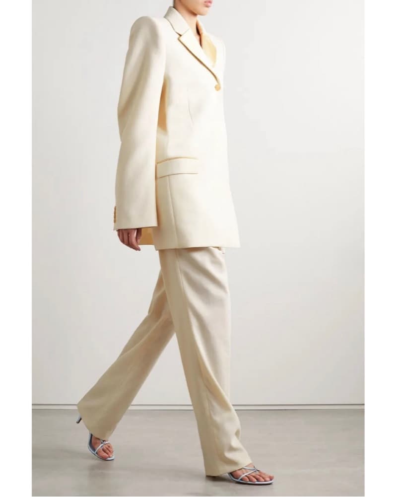 KHAITE Isaline satin-trimmed Wool Blazer - Image 2