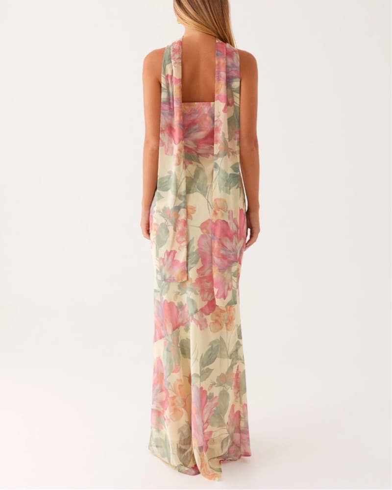 Strapless Maxi Dress With Scarf - Image 2