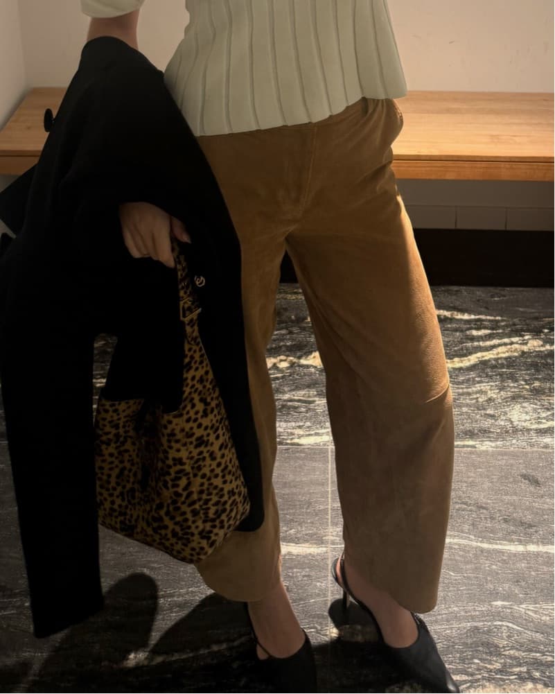 Zara Suede Wide-Leg Trousers - Image 5