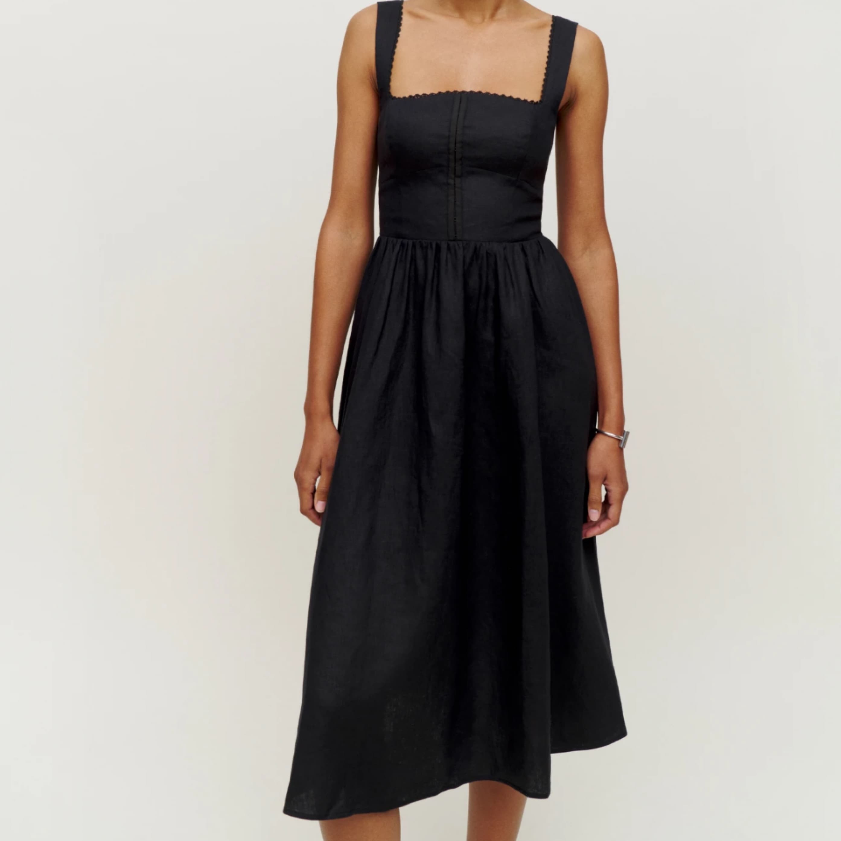Linen Black Reformation Dress - Image 1