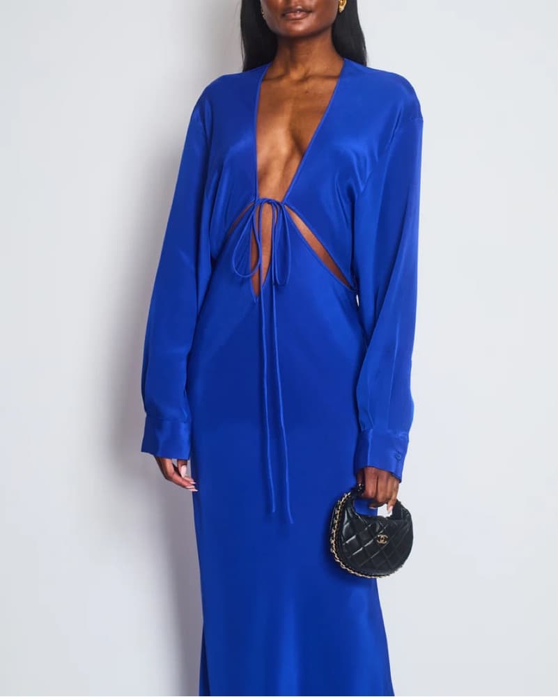 CHRISTOPHER ESBER BLUE LONG SLEEVE DRESS - Image 2