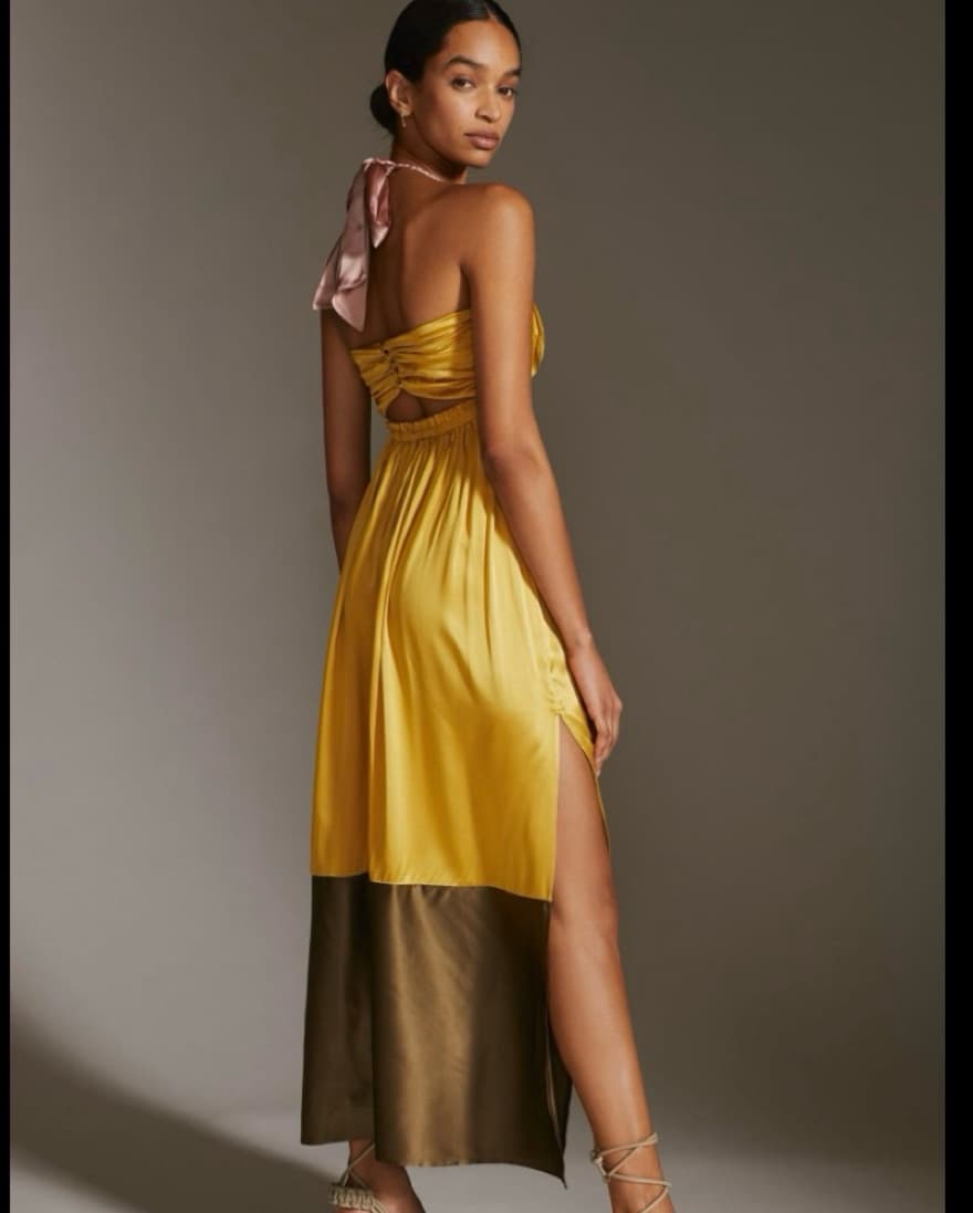 Anthropologie Silk Colorblocked Maxi 4 - Image 2