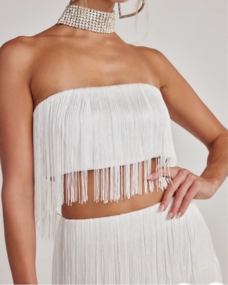 12th Tribe Gatsby White Fringe Top - Image 1