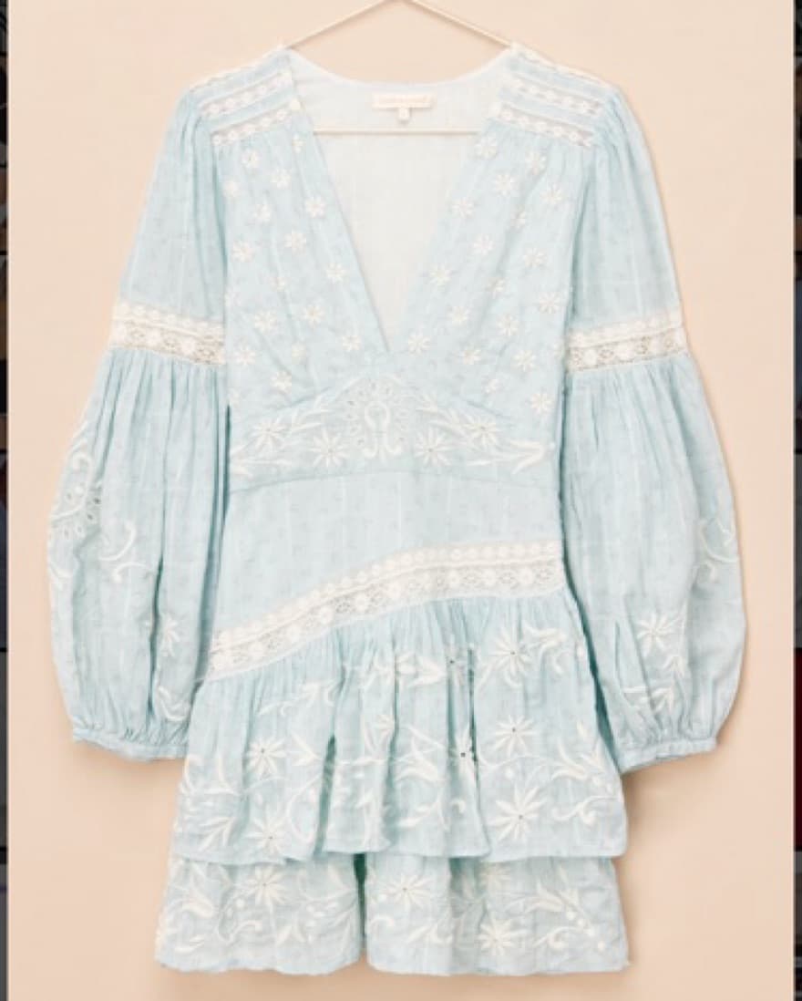 Love Shack Fancy Blue Floral Dress - Image 4