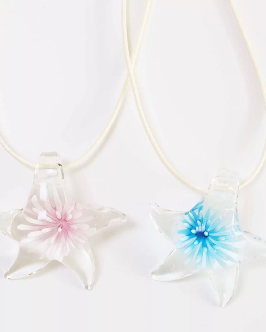 Starfish Puffy Pendant Necklace Glass - Image 2