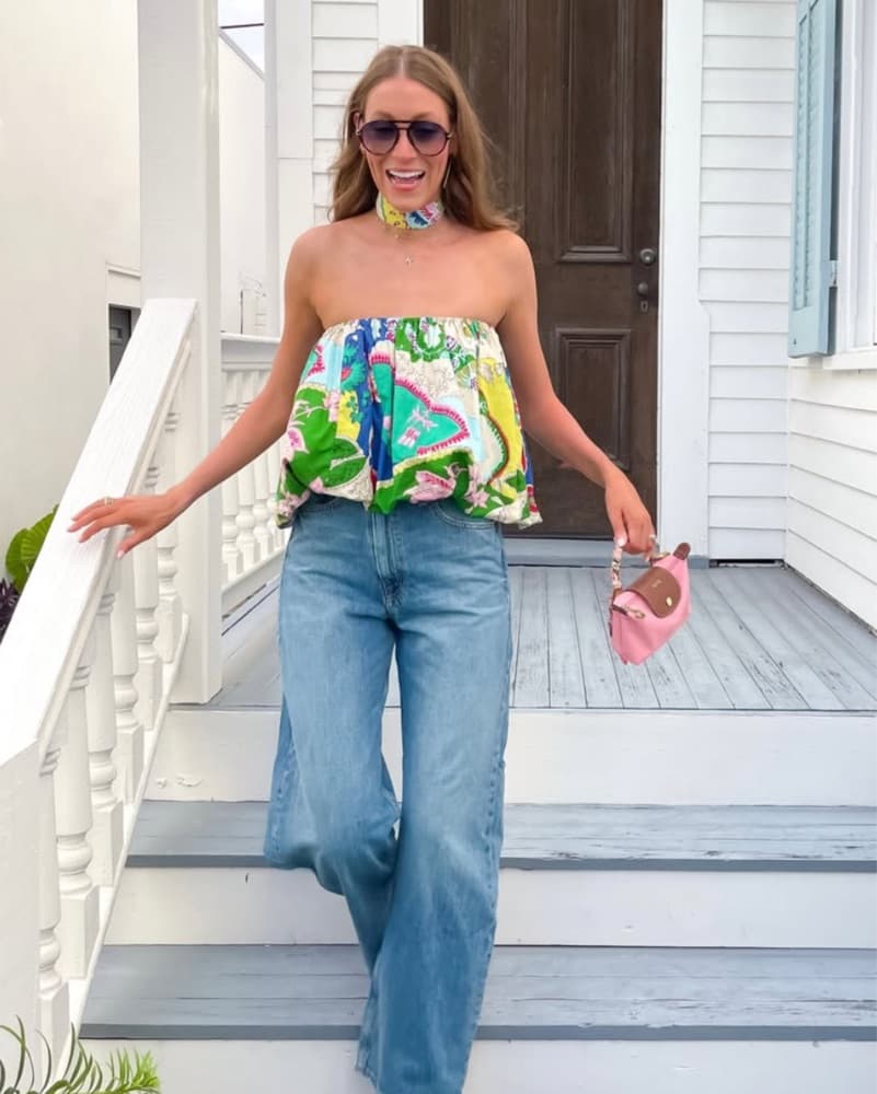 Sassy Cinnamon Printed Bubble Tie Top - Image 3
