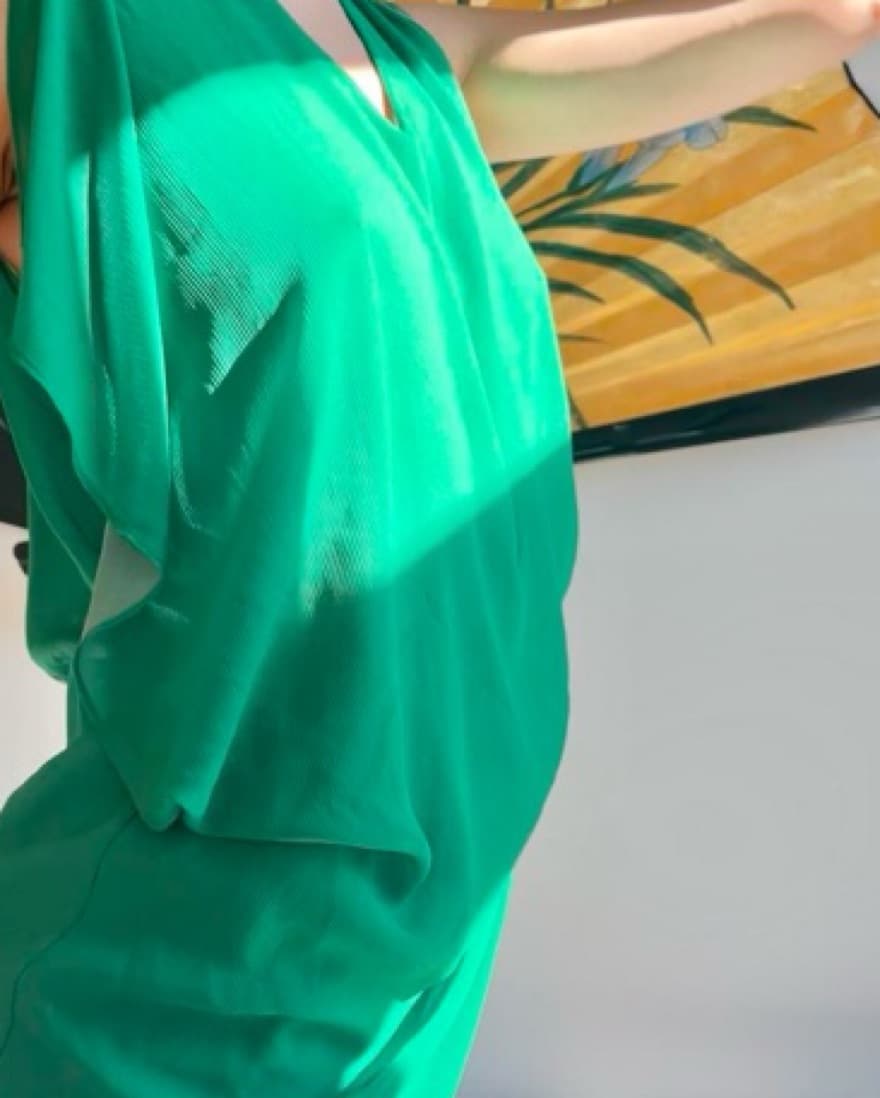 acne studios silk green mini dress - Image 5