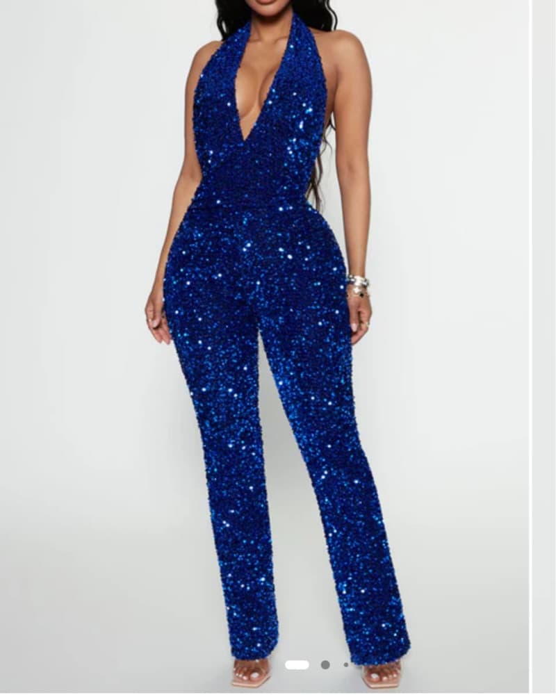 Birthday Party Sequin Halter Jumpsuit 💙 - Image 1