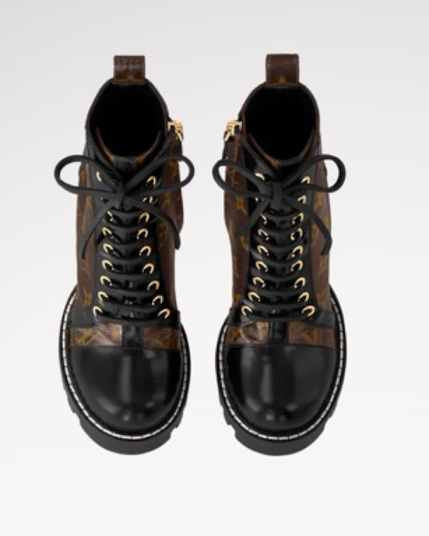 Chic Monogram Lace-Up Ankle Boots - Image 2