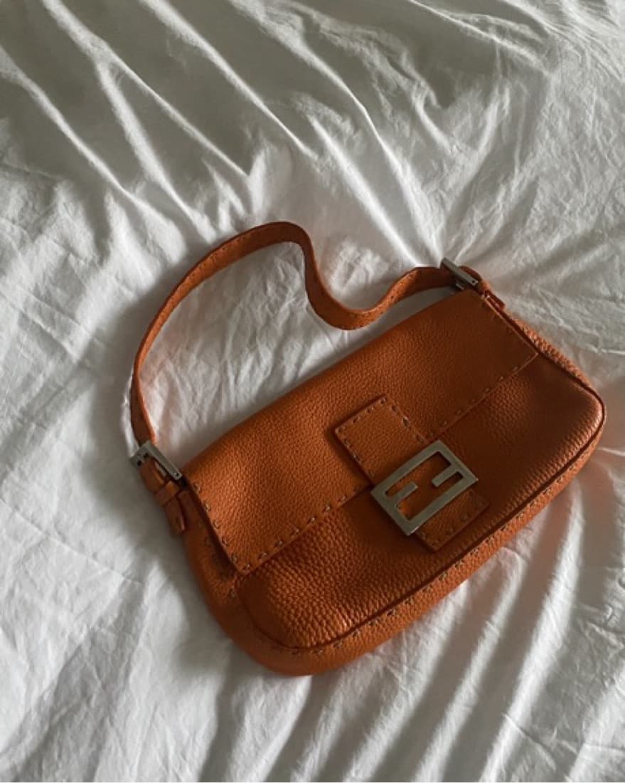 Fendi Orange Baguette Shoulder Bag - Image 3