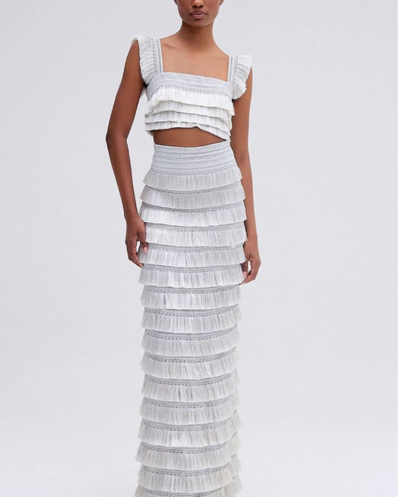 Patbo silver Fringe Skirt Set - Image 1