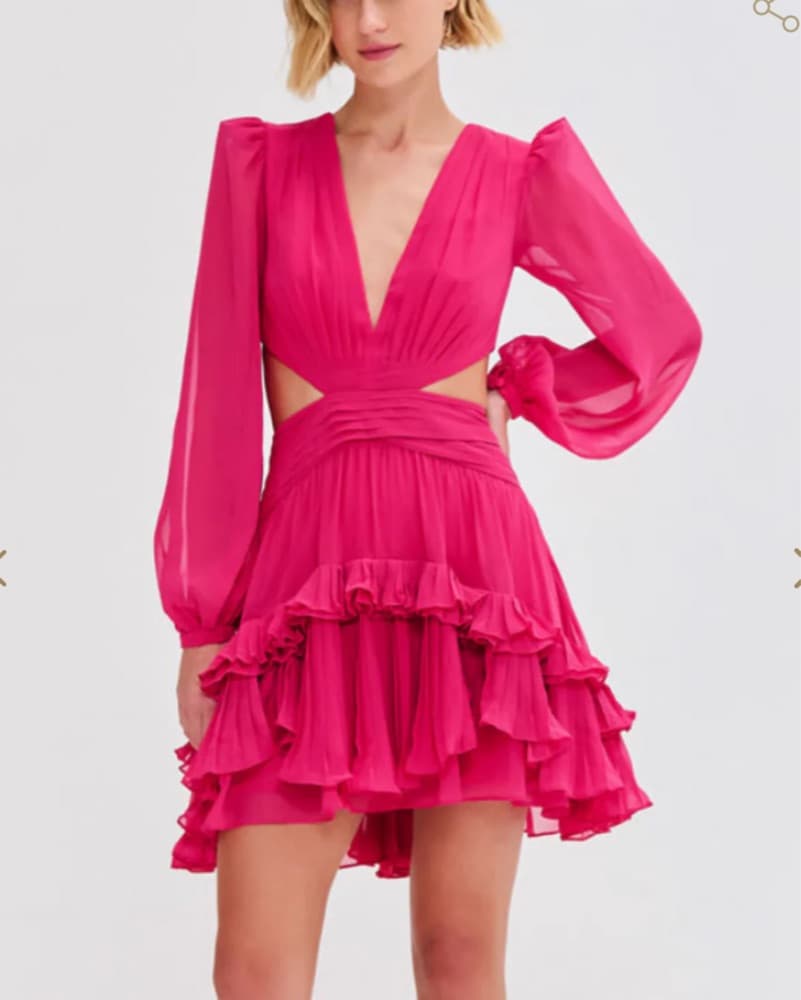 Patbo Cut Out Silk Plisse Pink Dress XS - Image 4