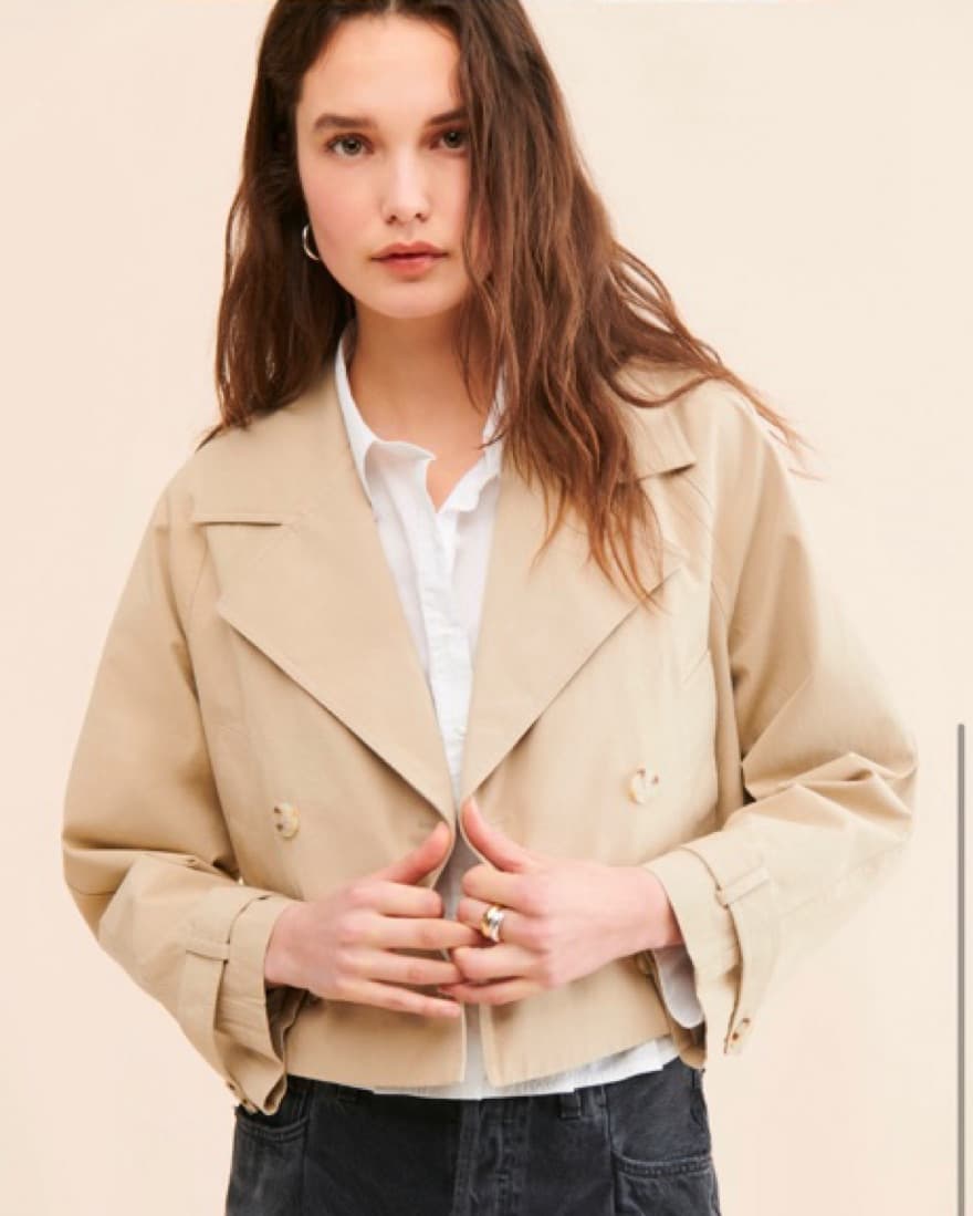 Crop Beige Trench Coat - Image 1