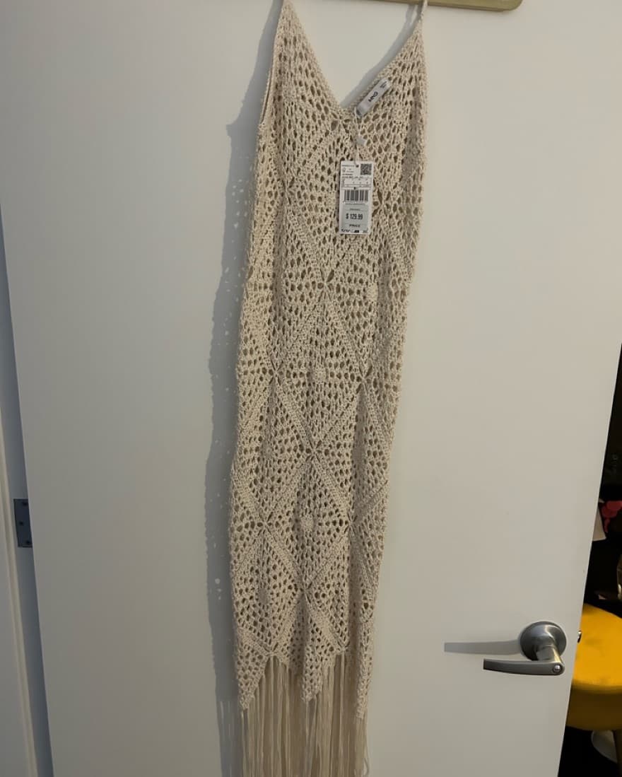 Ivory Crochet dress/Cover up  fringes - Image 5
