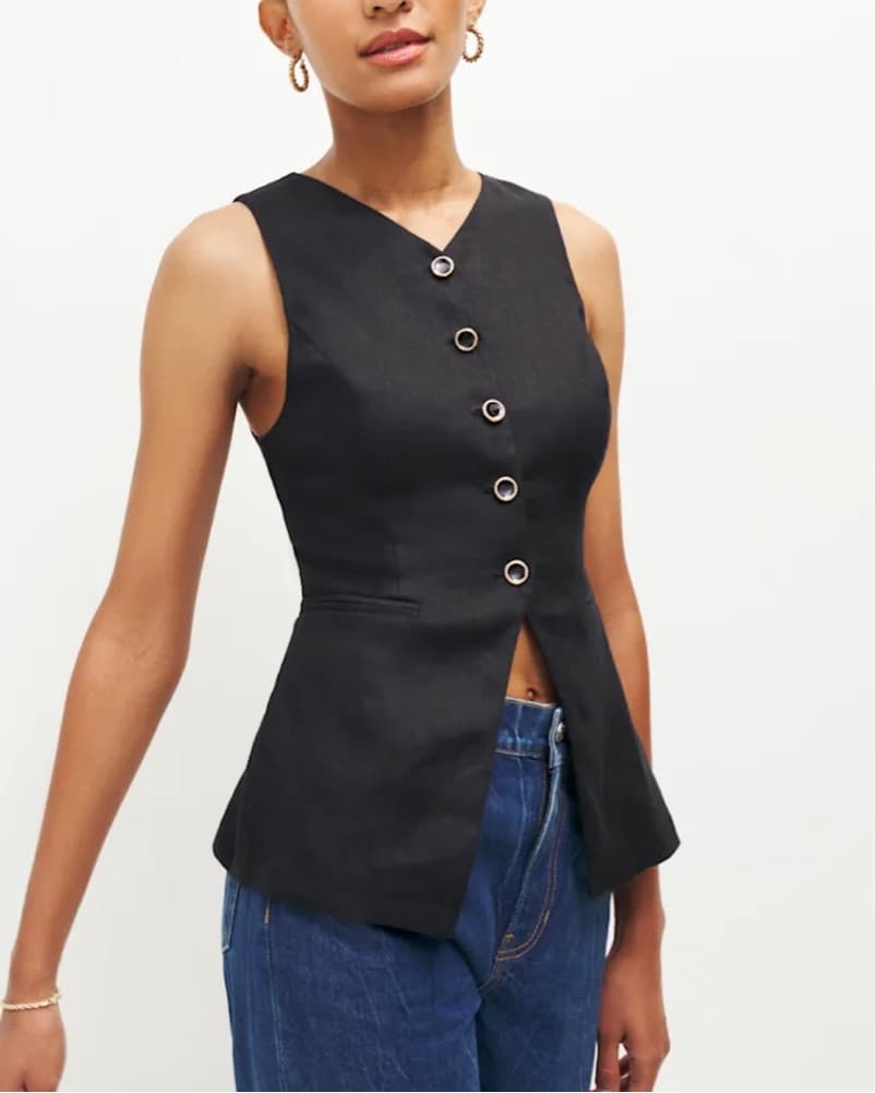 Reformation Black Aspen Linen Top - Image 1