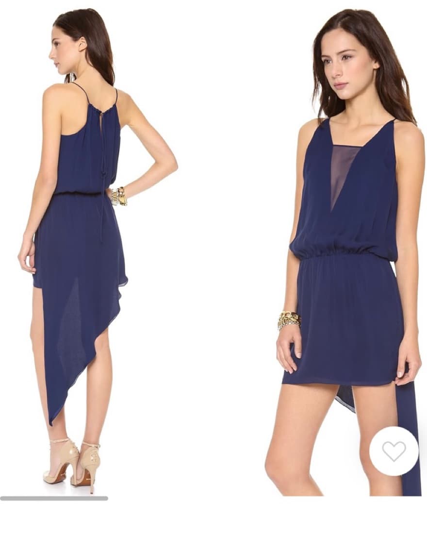 Michelle Mason Assymetrical Navy Dress  - Image 2
