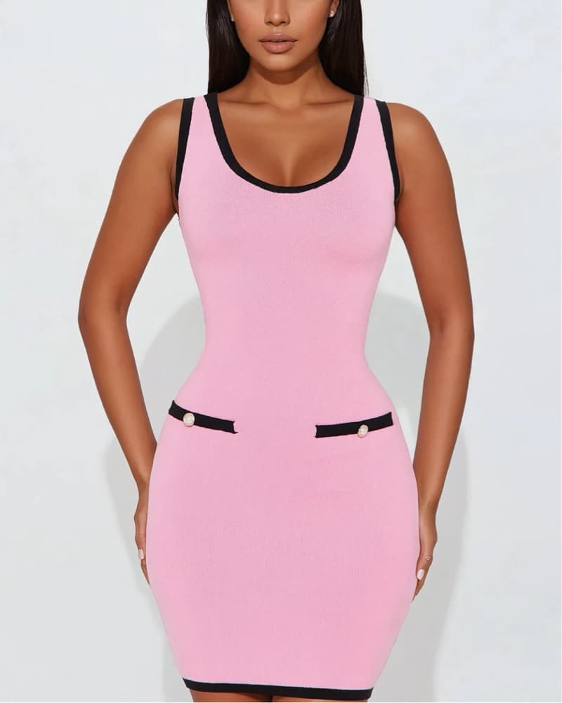Chic Colorblock Bodycon Dress - Image 2