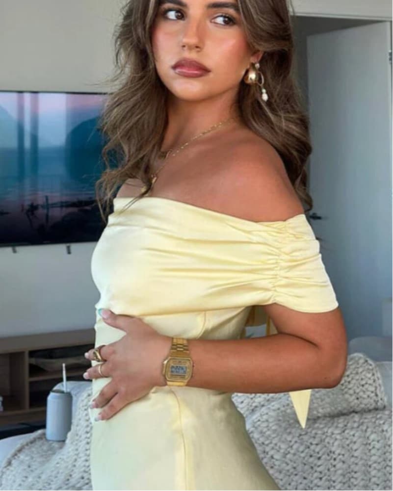 Yellow Off Shoulder Dress: Beginning bou - Image 2