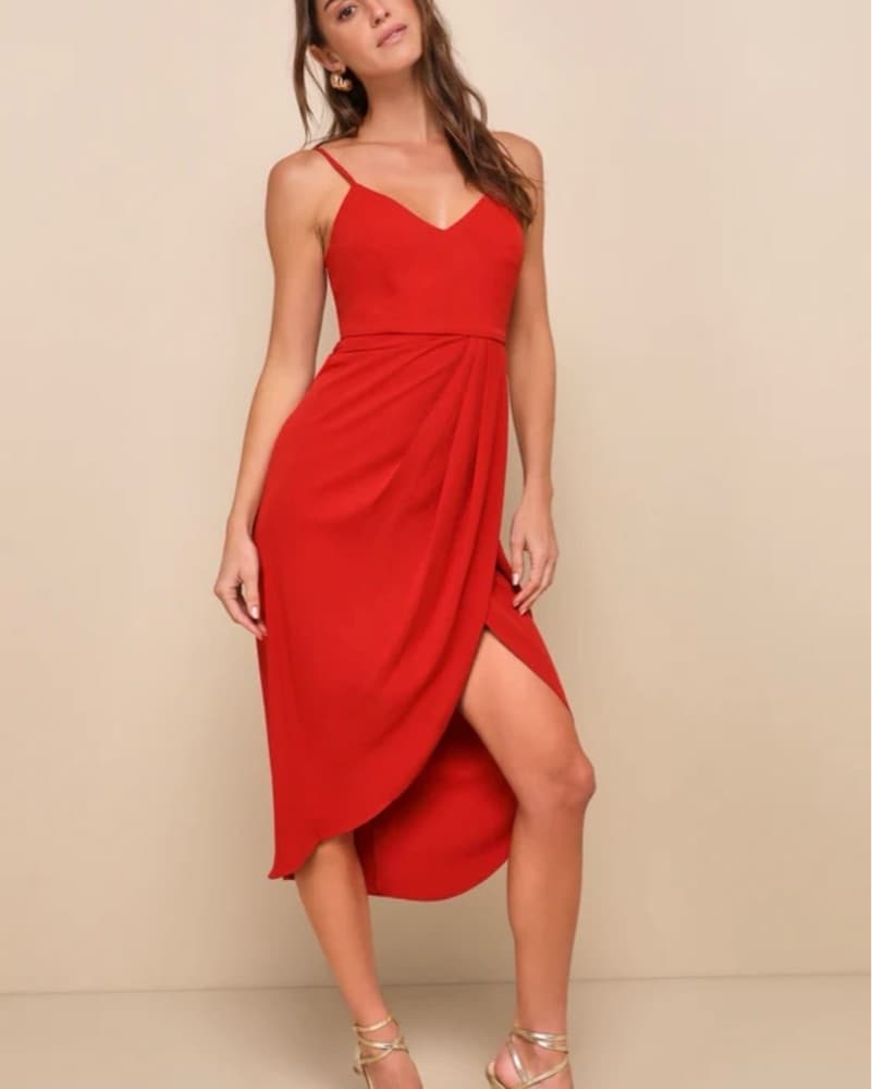 Elegant Red Midi Dress - Image 3