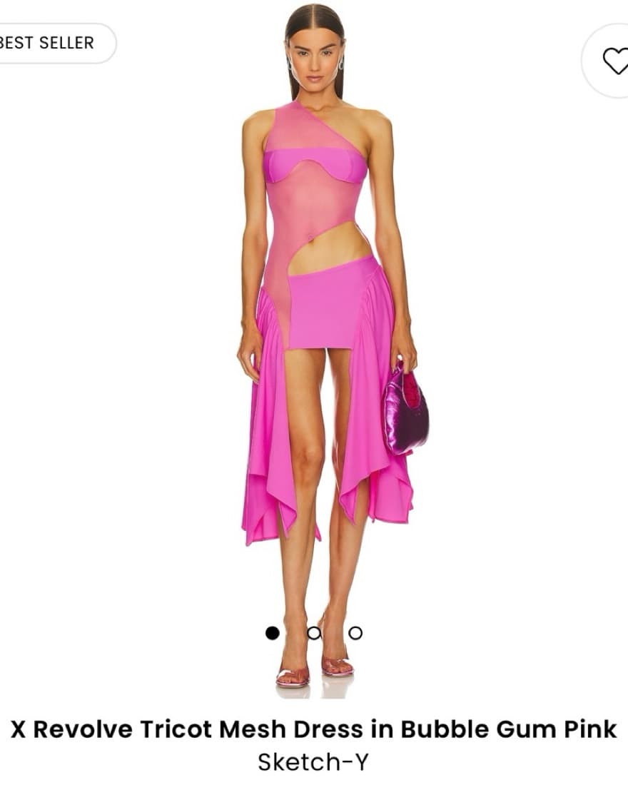 Tricot Mesh Dress In Bubble Gum Pink - Image 1