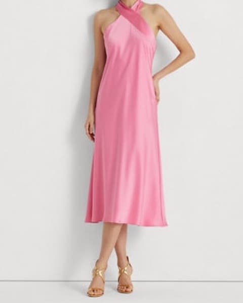 Ralph Lauren Pink Satin Tie-Back Gown - Image 2