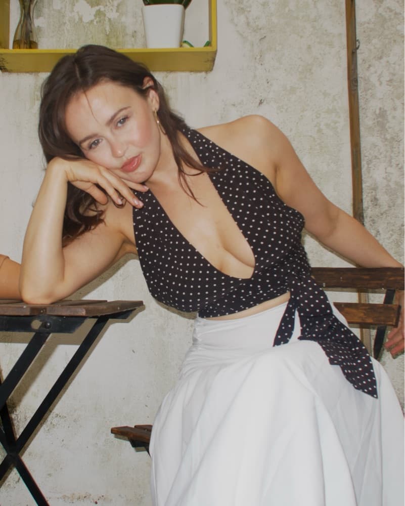 With Jean Polka Dot Halter Top - Image 1