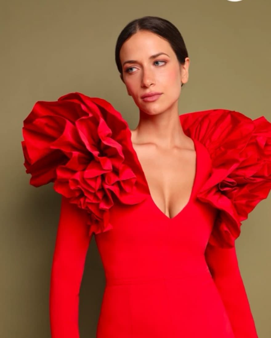 Statement Red Wedding Guest Dress - Image 1